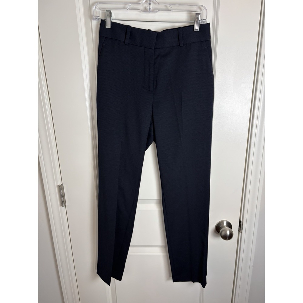 NWT Reiss Womens Hartley Textured Slim Fit Pants Navy Blue Size 6